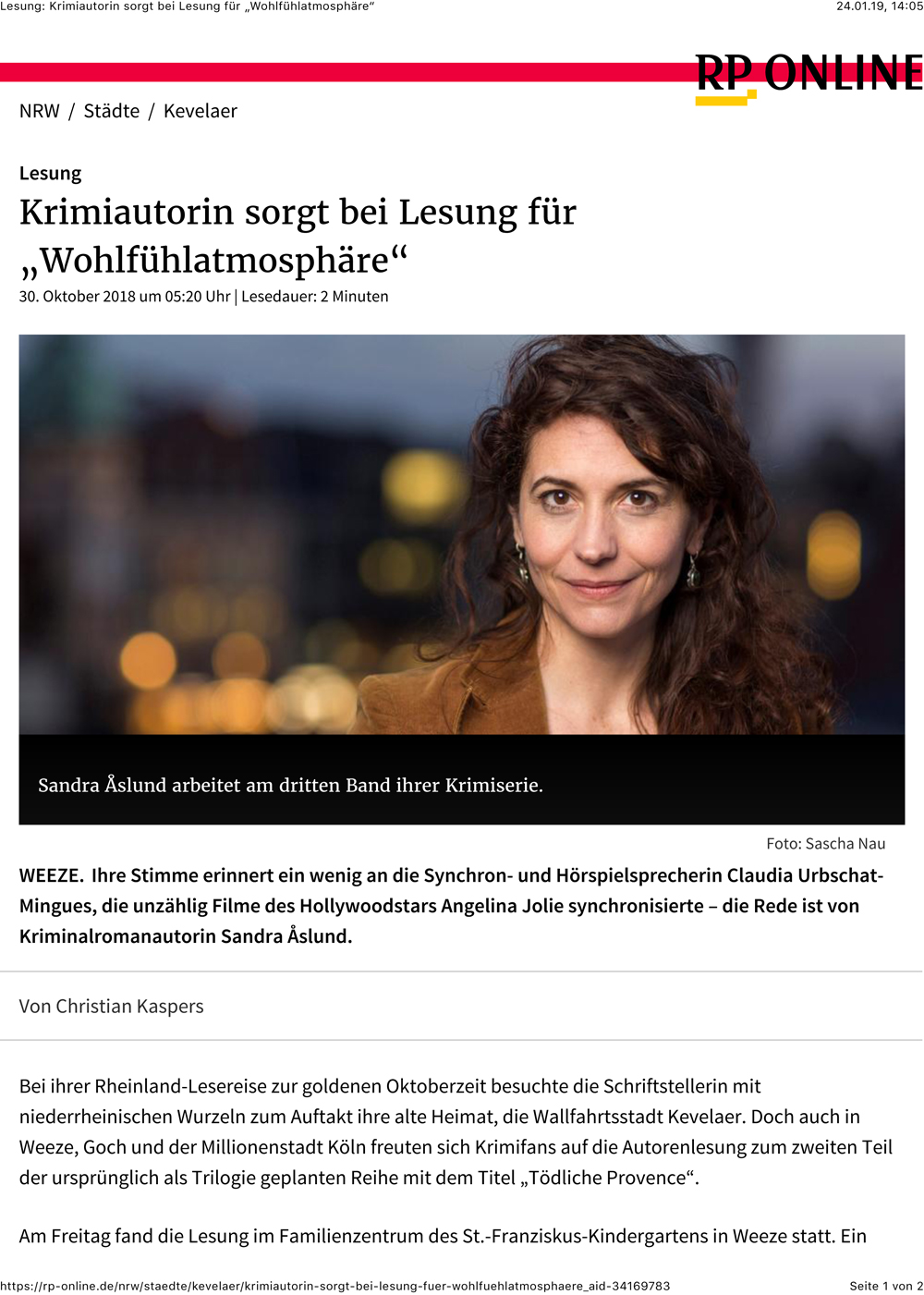 Lesung: Krimiautorin sorgt bei Lesung fr ãWohlfhlatmosphreÒ
